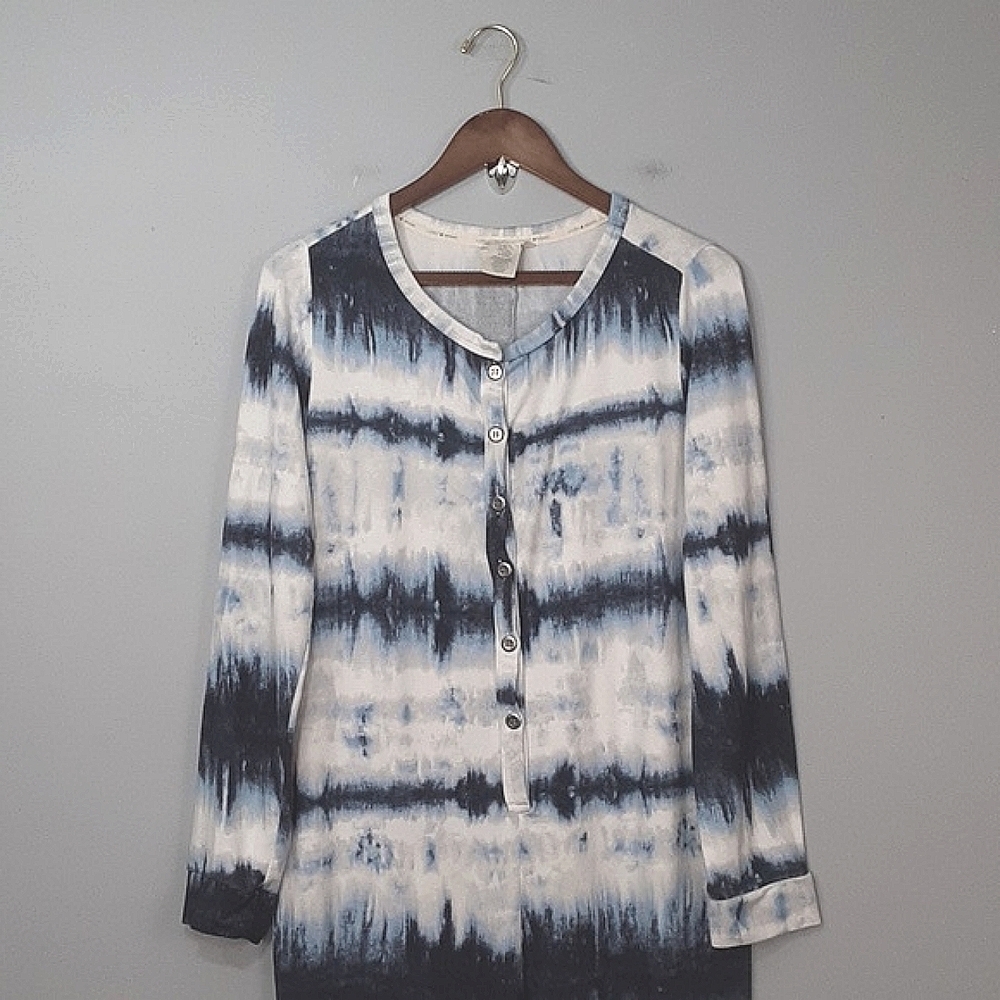 Lucky Brand Navy White Tie Dye One Piece Pant Pajamas